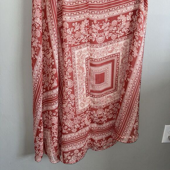 Zara Paisley Fringe Maxi Dress Woman Size XS-S Sleeveless Red White Sleeveless - Picture 9 of 10